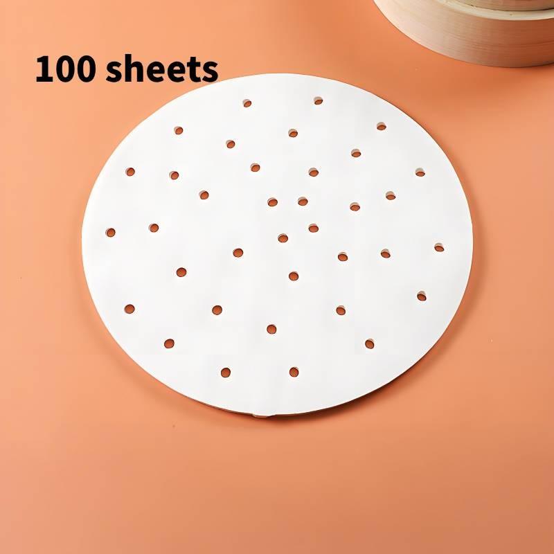 Disposable 100pcs Perforated Bamboo Steamer Liner Round Non Stick Paper Fryer
