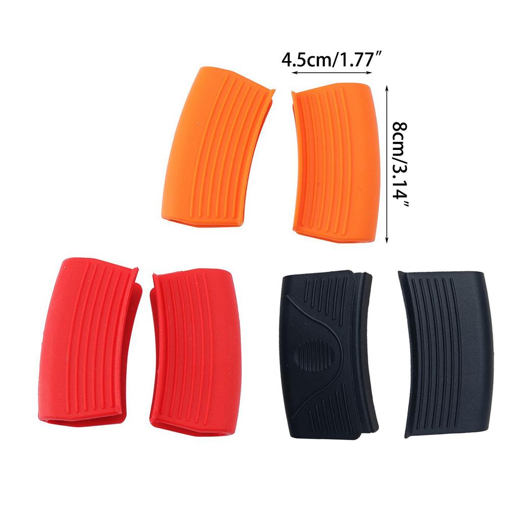 2 Pcs Non-Slip Pot Holder Sleeve Heat Resistant Insulated Grip Silicone Assist Hot Pan Handle Holder Kitchen Tool