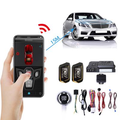 Auto Alarm proti krádeži Systém dálkového startování PKE Bezklíčový vstup BT Dálkové startování motoru Sada centrálního zamykání 2-cestný vibrační alarm