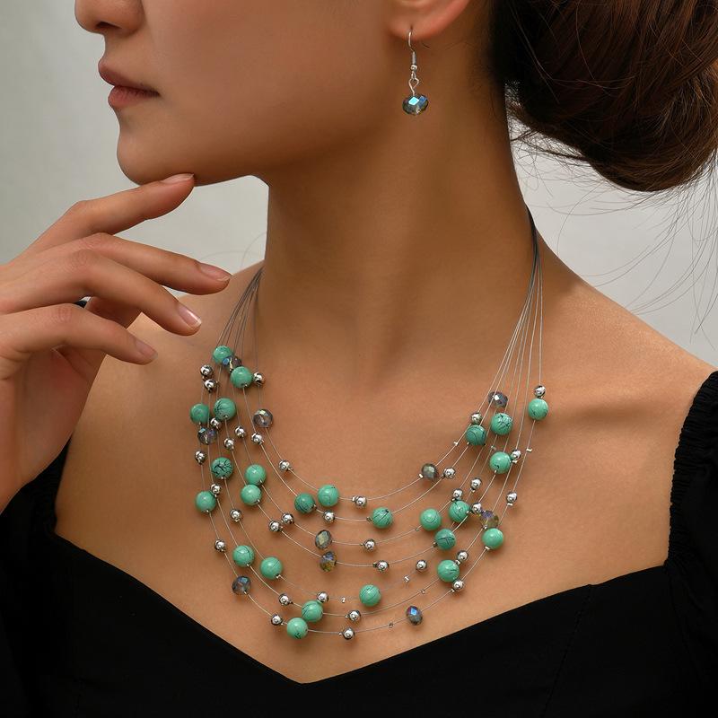 

Southeast Asia Indian Ethnic Gemstone Beaded Earrings and Necklace Set