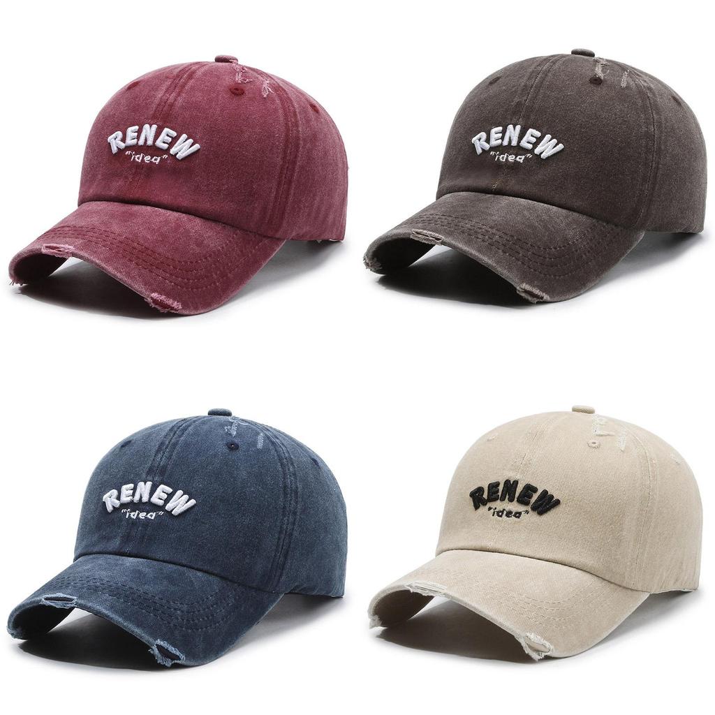 Vintage Cotton Baseball Cap With Embroidered Lettering Adjustable Sun Protection For Men Women