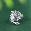 Retro Ethnic Peony Floral Wide Band Women's Ring - Exaggerated Ancient Style and Heavenly Fragrance-Inspired Design