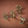 Antique Brass Solid Long Tail Horse Figurine Miniature Ornament Copper Zodiac Animal Mini Office Desktop Decoration Craft