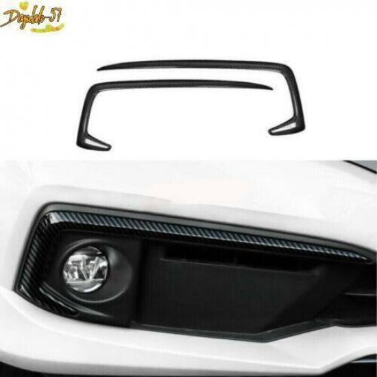 For - Honda Civic Exterior Carbon Fiber Front Fog Light Strip Trim Cover