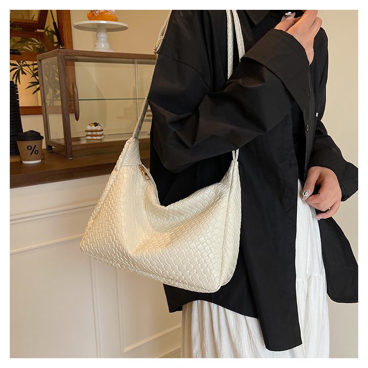 Korean Style Women's Woven Shoulder & Crossbody Bag with Adjustable Strap