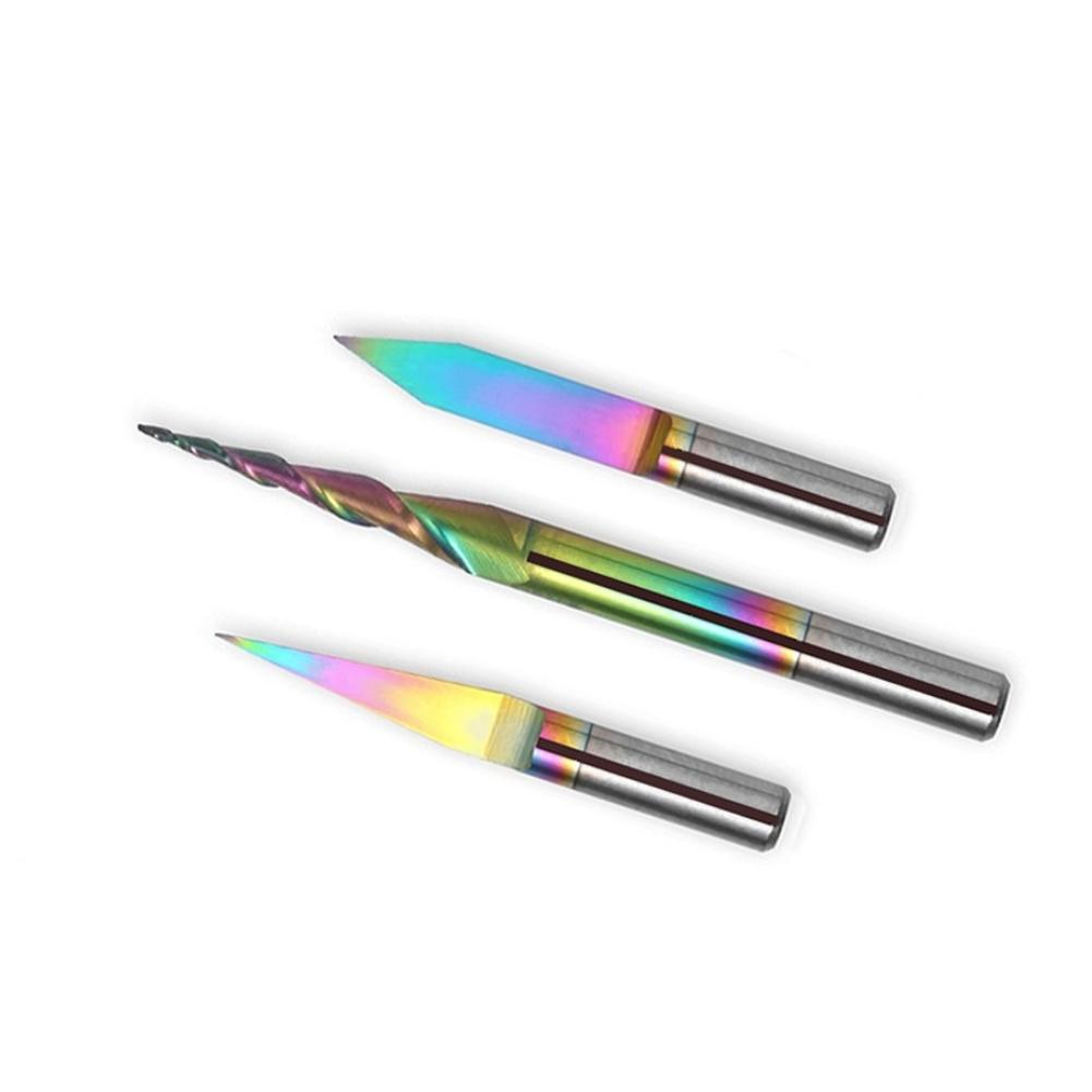 3PCS Carbide Steel V Shape Taper Ball Nose End Mill 1/8 Shank CNC Router Bit Wood PCB Milling Cutter Set HRC55 Hardness