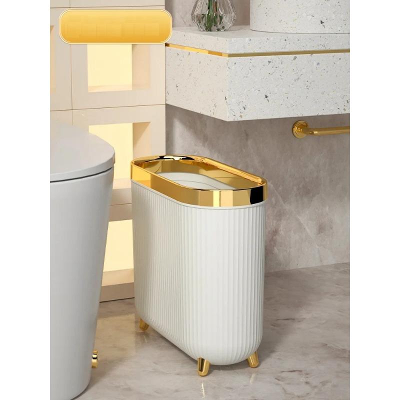 

Мусорное ведро Luxury Press с ножкой для ванной, кухонного мусора и туалета, водонепроницаемое золотое мусорное ведро с крышками, 12 л, новое