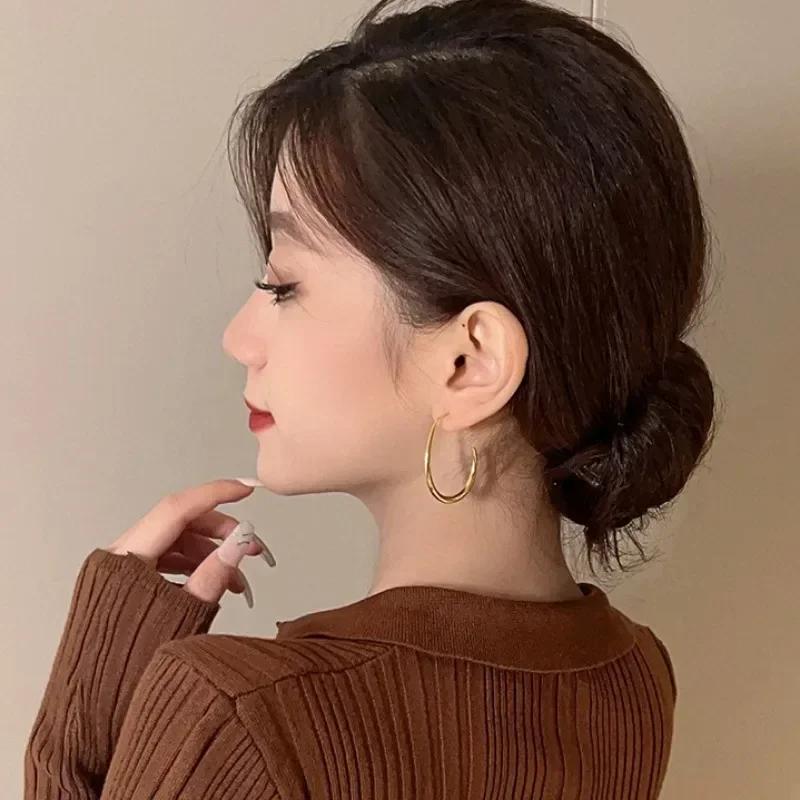 Luxury Gold Color Big Oval Hoop Earrings For Women Simple Desgin Large Geometric Earrings Party Wedding Jewelry Gift  Sale