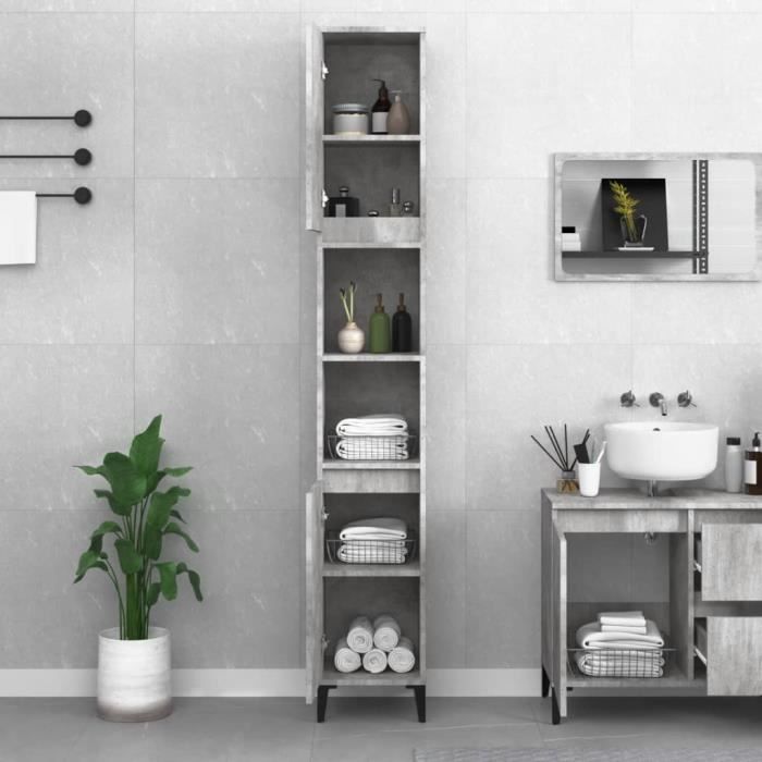 VidaXL Armoire de salle de bain gris béton 30x30x190 cm 819800