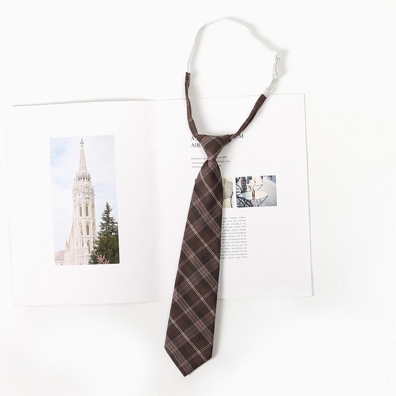 Checkered Retro Brown Striped Tie And Bow For Casual School Outfits Gifts And