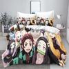 Demon slakter: Kimetsu no Yaiba kamado Nezuko Anime 100% Polyester Sengetøy Sett Dynetrekk Sett Trykt Tegneserie Hjemmeinnredning
