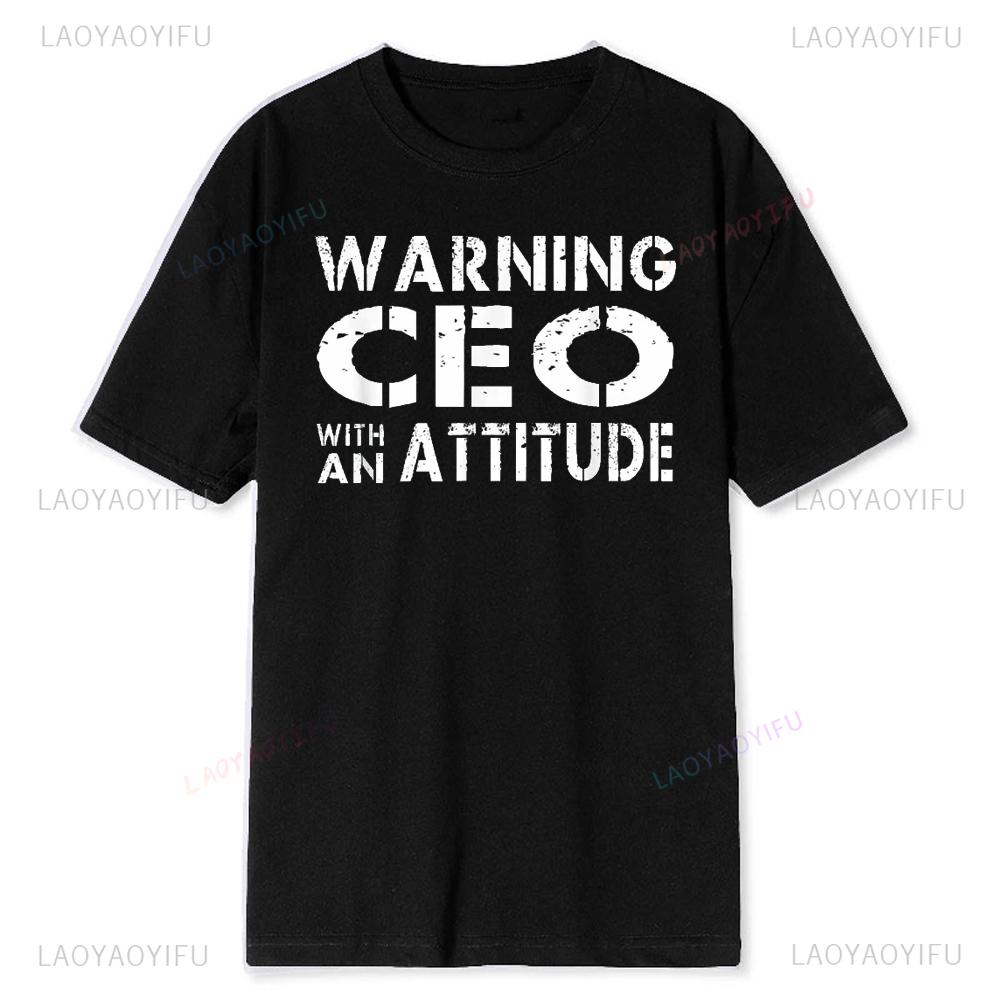 CEO with An Attitude Men Women Gift Funny TShirt Soft Modal Blend Tee Humor Office Casual Sarcastic Oneck Short Sleeve Tops