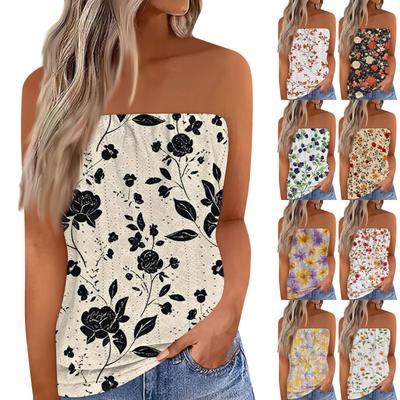 Crop Tops For Women Sexy Cami Tank Summer Tube Sleeveless Printed Camisole Shirt Vest