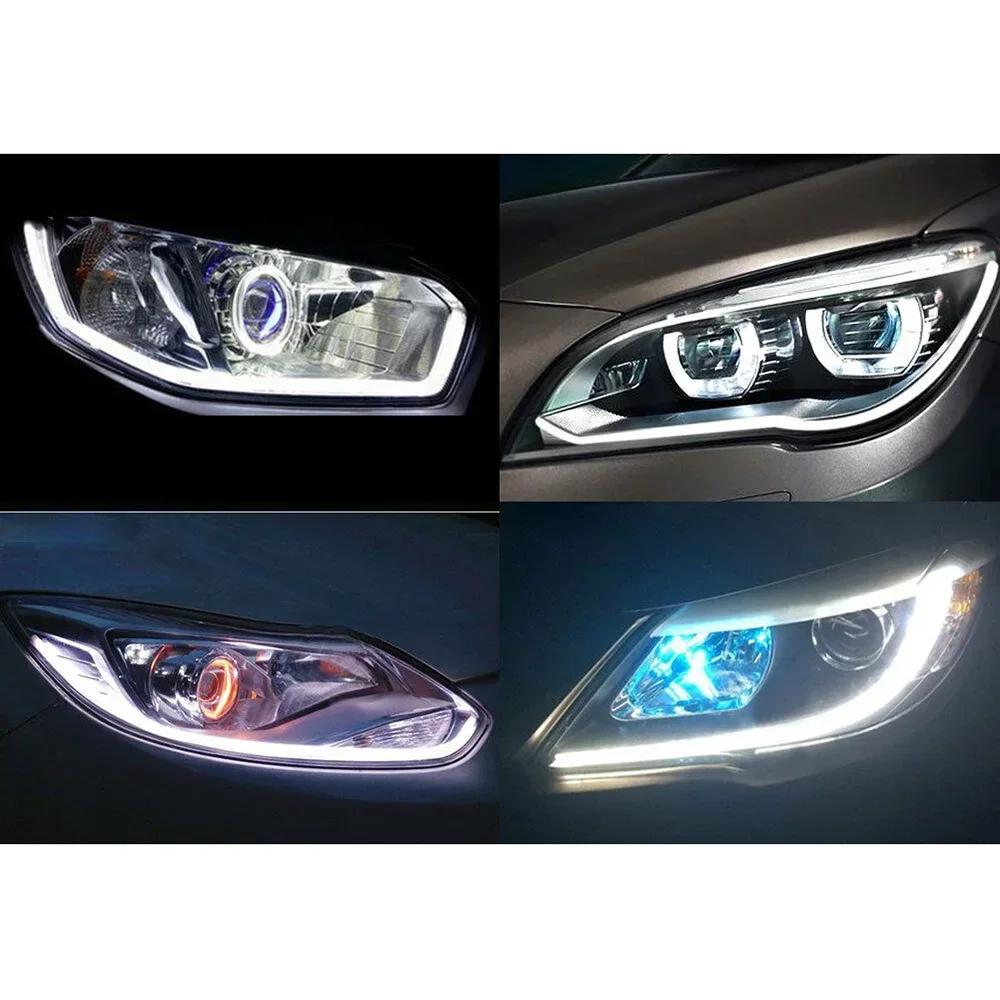 2 PCS DRL Car Flexible LED Daytime Running Lights Turn Signal Lamp Headlight Waterproof 60cm White 6000K DC 12V
