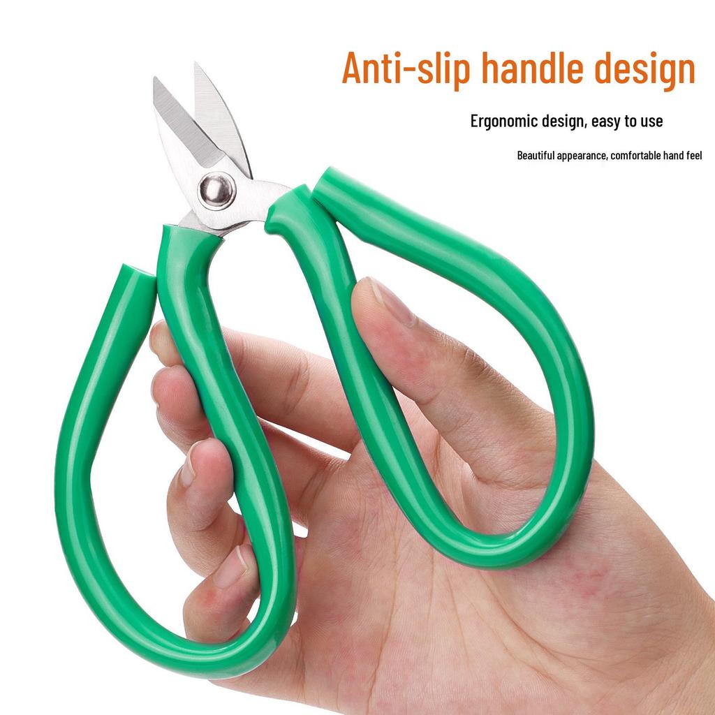 Gold Blade Green-Handled High-Carbon Steel Scissors - Sharp Industrial & Household Tool with Powerful Cut and Rubber Grip