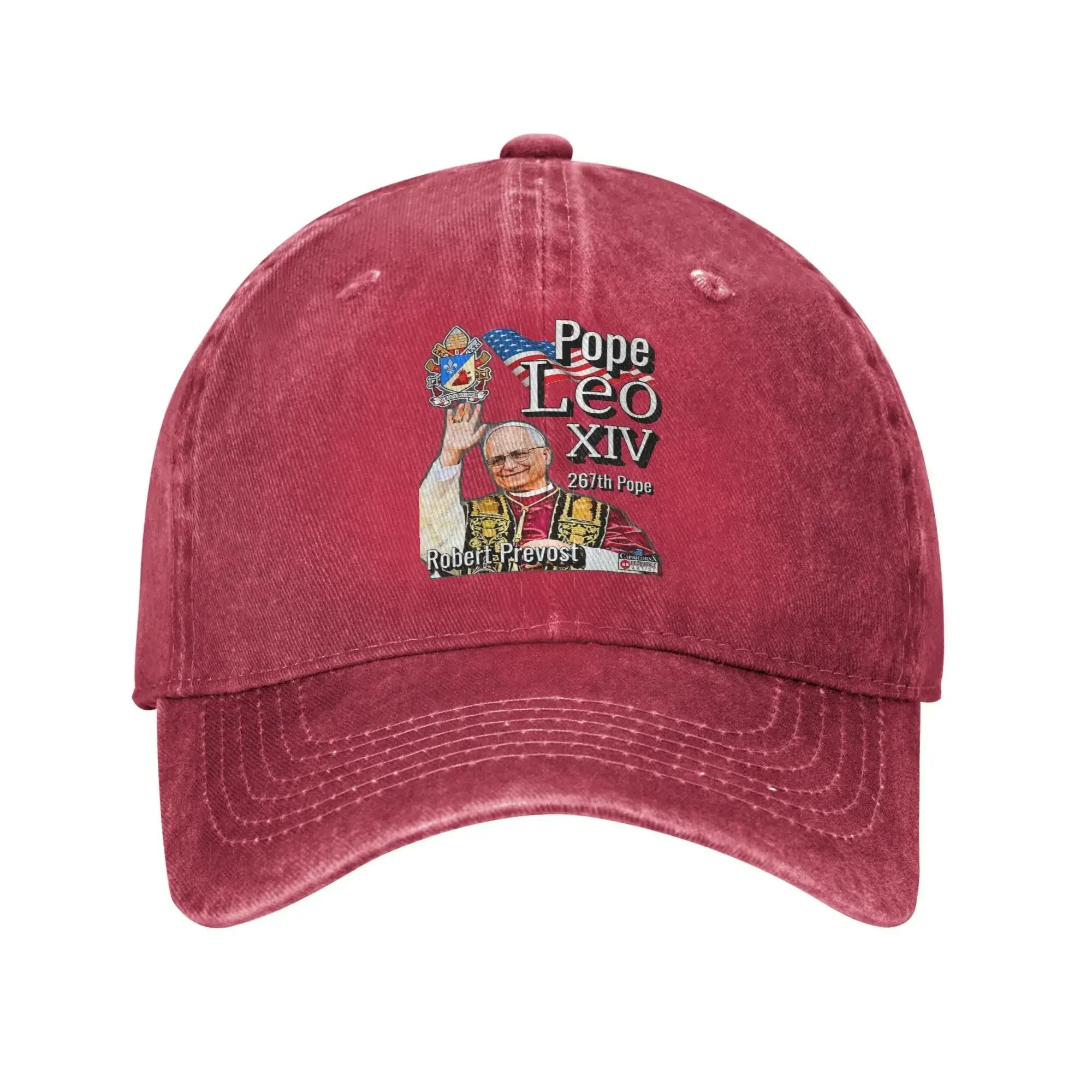 American Pope Leo Unisex WoUnisex Baseball Caps  Distressed Denim Caps Hat Casual Outdoor All Seasons Travel Gift Snapback Cap One Size