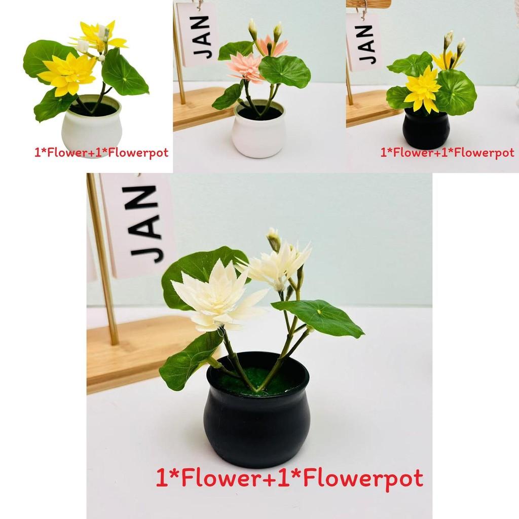 Faux Lotus Plant Indoor Decor With Plastic And Silk Fabric For Living Room Display