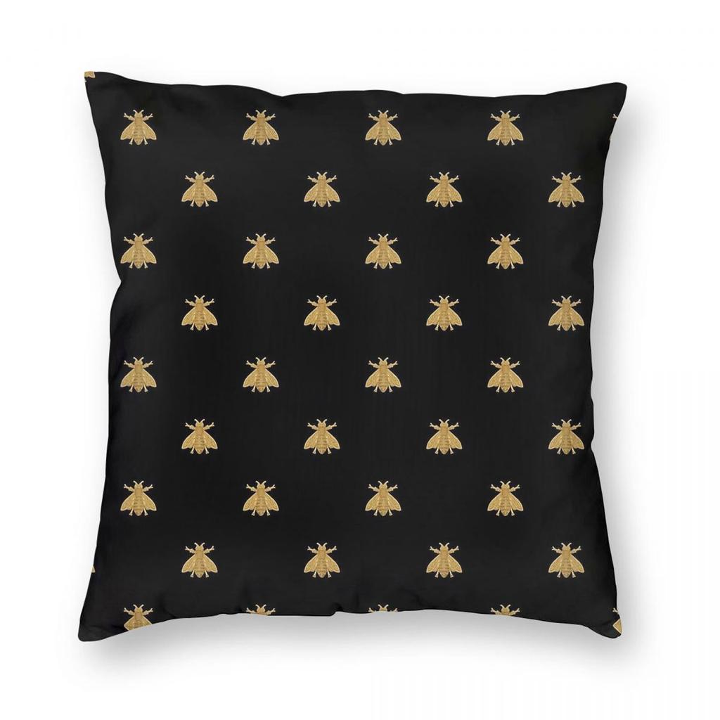 Napoleonic Bees Faux Gilt Square Pillowcase Polyester Linen Velvet Creative Zip Decor Throw Pillow Case Car Cushion Cover X