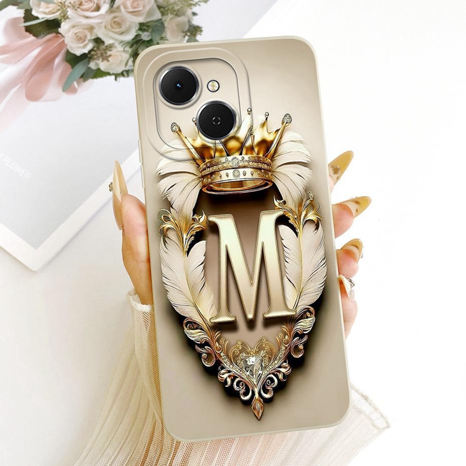 Fashion Crown Letter Couple Phone Case For Tecno Spark 40C 40 Soft Silicone Cases For Tecno Spark40 Spark40C 4G Covers Bumpers