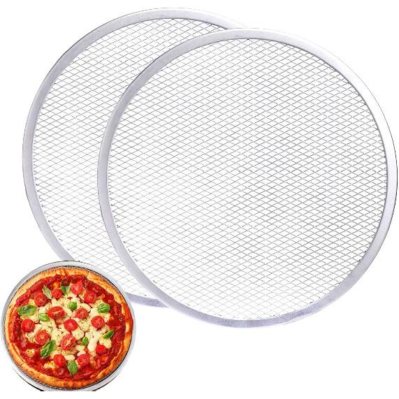 2 Pack 12-Inch Pizza Screen,Aluminum Pizza Baking Screen, Seamless