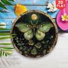 Vintage Luna Moth Metal Sign Handmade 3D Wall Art Round Moon Flower Decor 20cm