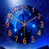 Runde Wanduhr, Marineblau, verträumtes Design, leise Uhr, kein Ticken, Heimdekoration, Wohnzimmer, Schlafzimmer, Esszimmer