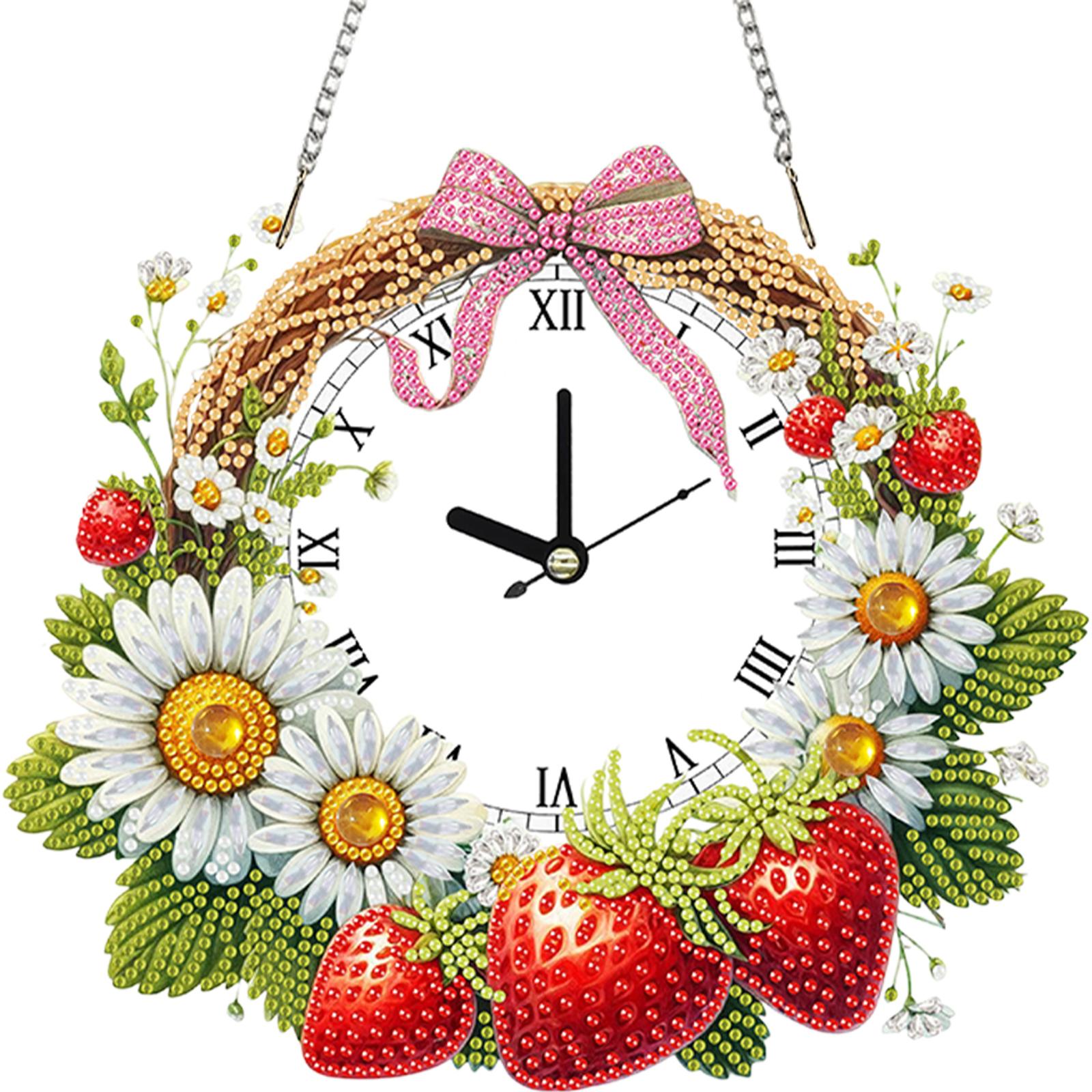 

2D/Flat DIY Diamond Painting Set Clock Hanging Diamond Art Kits Rhinestone Diamond Art Clock Wall Pendants Wall Door Decoration