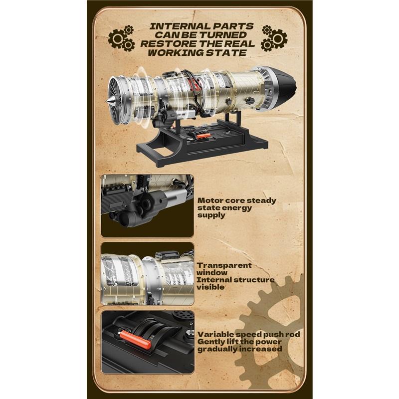 TECHING SMALL BYPASS TURBOFAN ENGINE Electric Assembling Model KIT Desktop Decorative Ornaments Adults Children's Toys Gift