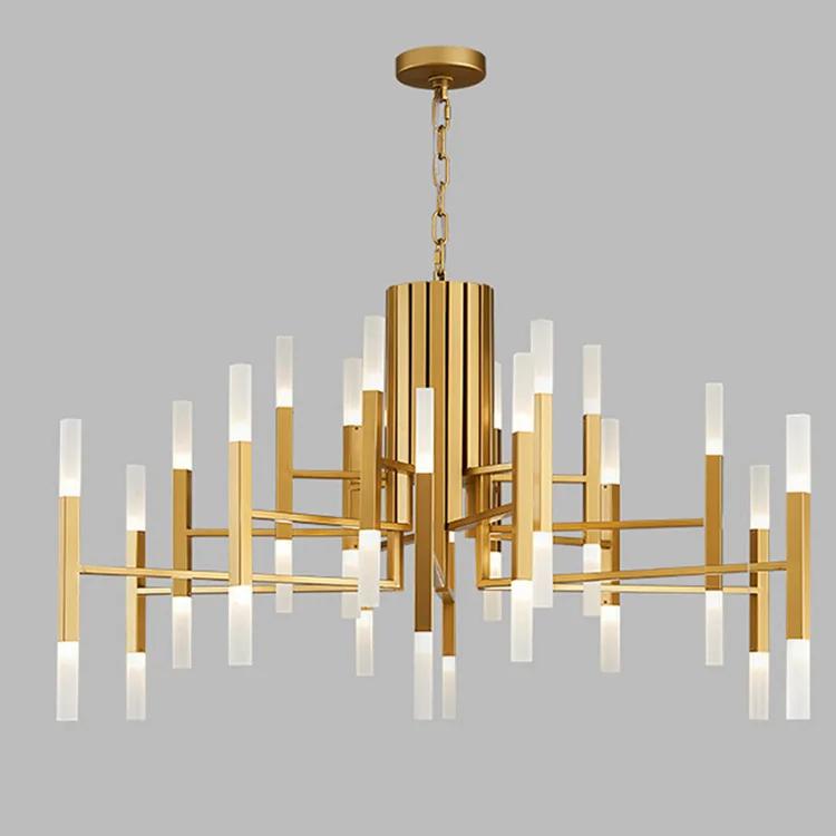 

Скандинавская Постмодернистская Светодиодная Художественная Люстра для Виллы Гостиная Лобби Ресторан Золотая Люстра Креативная Личность Внутреннее Освещение Warm White&36lights золотой