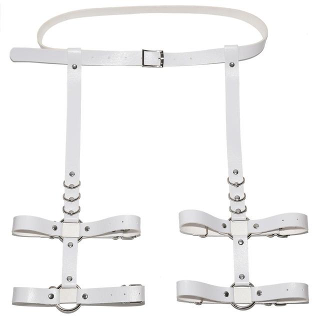 Sexy Harajuku Handmade Pink Bow Garter Belts Leather Suspenders Straps O-ring Leg Harness