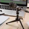 Uxcell Gooseneck Desktop Microphone Stand 140x380x285mm with Adjustable Microphone Holder, Flexible Wireless Microphone Clip Adapter, and Weighted Bas