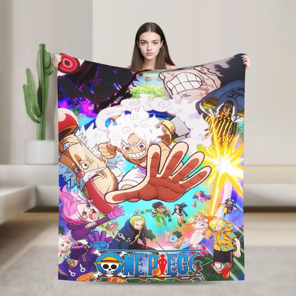 Katakuri Figure Flannel Blankets Monkey D Luffy Awesome Throw Blankets for Bed Sofa Couch 125*100cm Bedspread