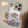 Denim Blue Puppy Magnetic Holder for Apple for IPhone16 Phone Case 15promax Retro 14 Film 17