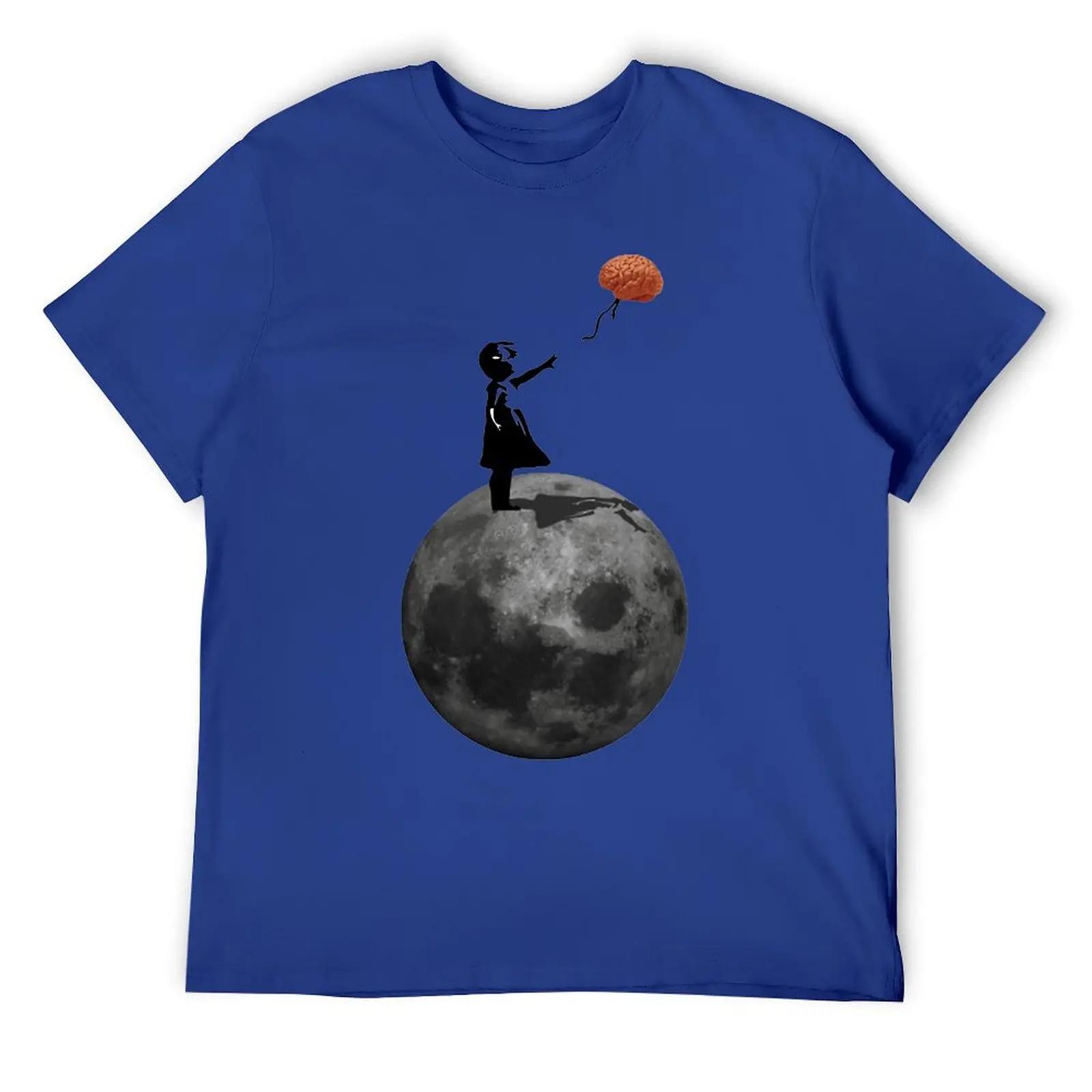 

Девушка с воздушным шаром в виде мозга Классическая и свежая футболка Move Tees Высочайшее качество Саркастичная Путешествия Американский размер XXXXXL белый