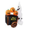 6ft Halloween Inflatable Ghost Pushing Pumpkin Cart Decor IP44 with Blower LED Lights Outdoor