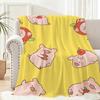 L-lulu Pig Throw Lightweight 240g Flannel Blanket Soft Skin-friendly for Summer Cooling
