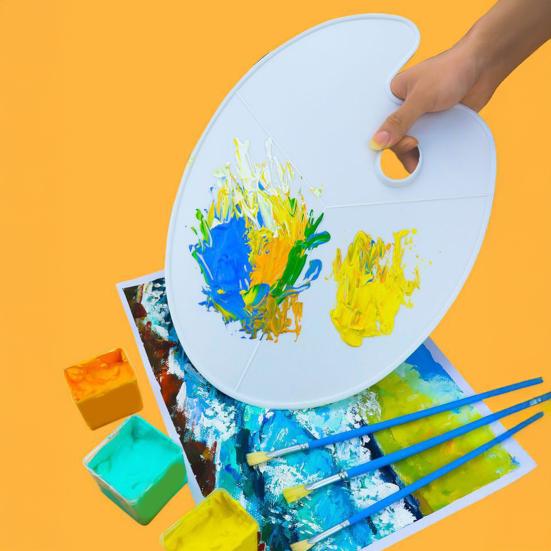 Partitioned Paint Palette Oval with Thumb Hole, Portable Artist Art Color Mixing Tray Painting for Acrylic Oil Watercolor