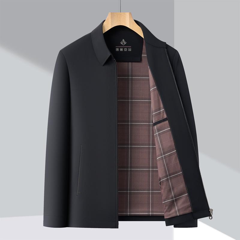 Men's Solid Color Lapel Jacket - Middle-Aged Business Casual Executive Coat