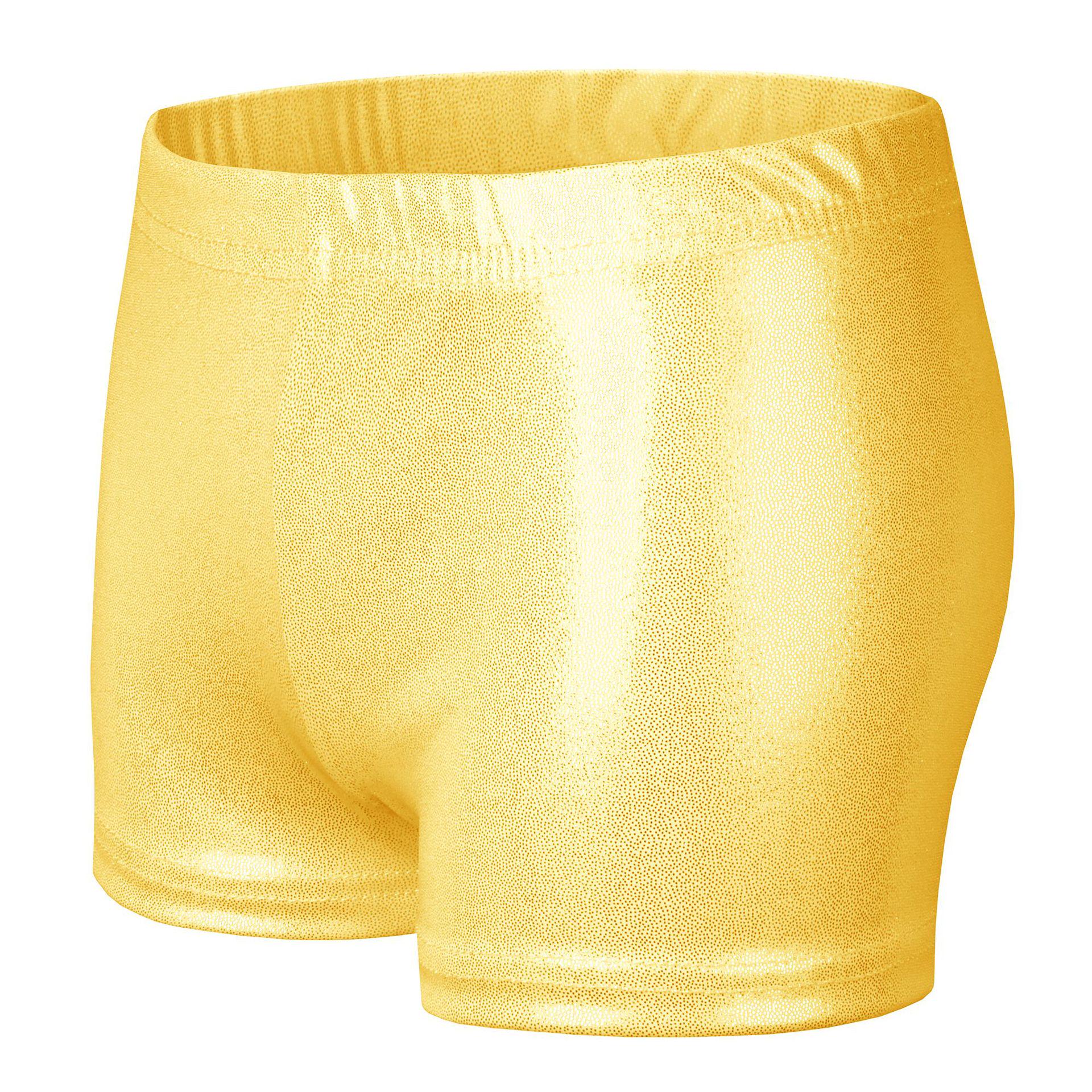 Glänzende goldfolienfarbene Kinder-Tanzhose - Atmungsaktiv, elastisch, Flachbein-Moderne-Tanzshorts für Sommerübungen 120 cm gold