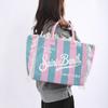 Striped Women's Tote Bag Contrast Color Letter Large Capacity Shoulder Bag Commuter Underarm Bag