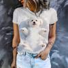 Summer New Doll Dog 3D Digital Printed T-shirt Casual Comfortable Loose Large Short Sleeve Womens T-shirt
