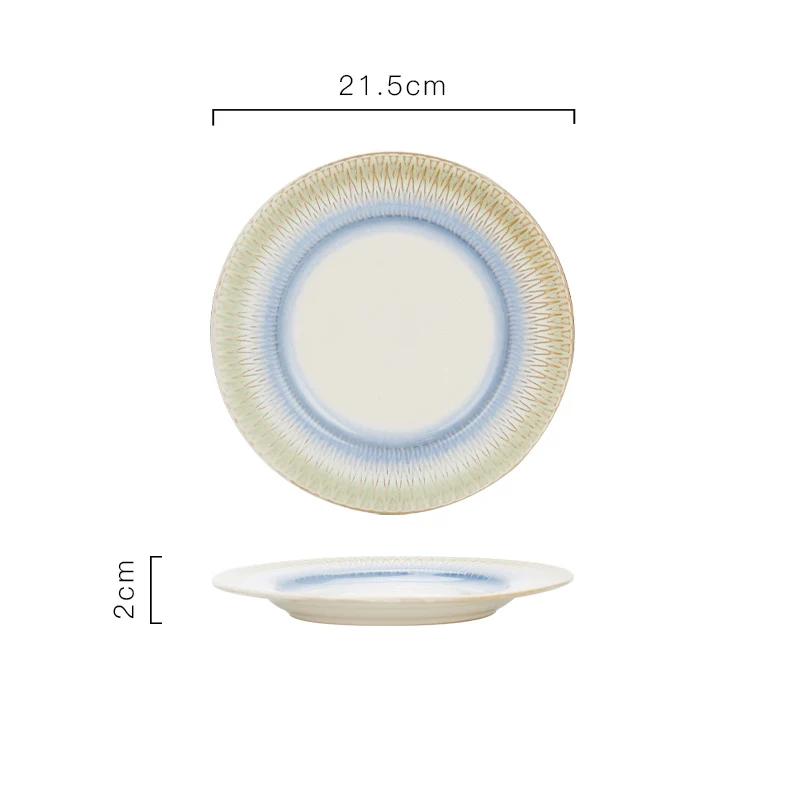 Light Luxury Circular Ceramic Plate High End Restaurant Steak Plate Home Delicious Dishes Dining Plates Unique Tableware