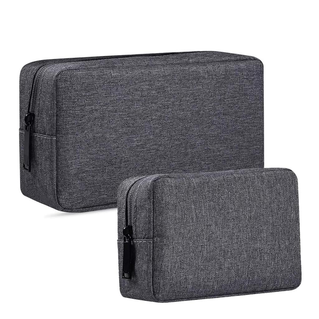 YINKE Gadget Pouch Mens Small Item Holder Travel PC Accessories Storage Large Capacity Multifunctional Makeup Business Cable Cord 2 Size Set (Dark