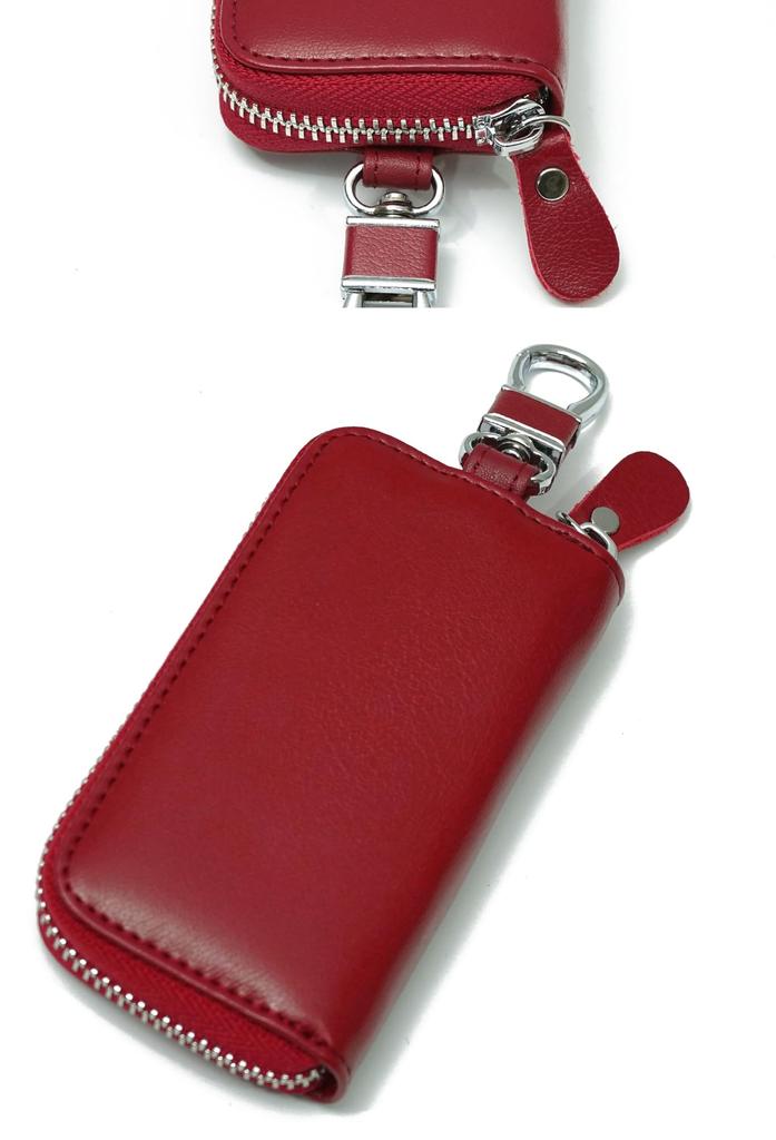 Dunkelrote Schlüsseletui für Herren und Karte Smart Key Smart Key Echtes gegerbtes Rindsleder Tochigi-Leder Autoschlüssel Beliebt bei [NM.element] Frauen, Fächer, Etui,
