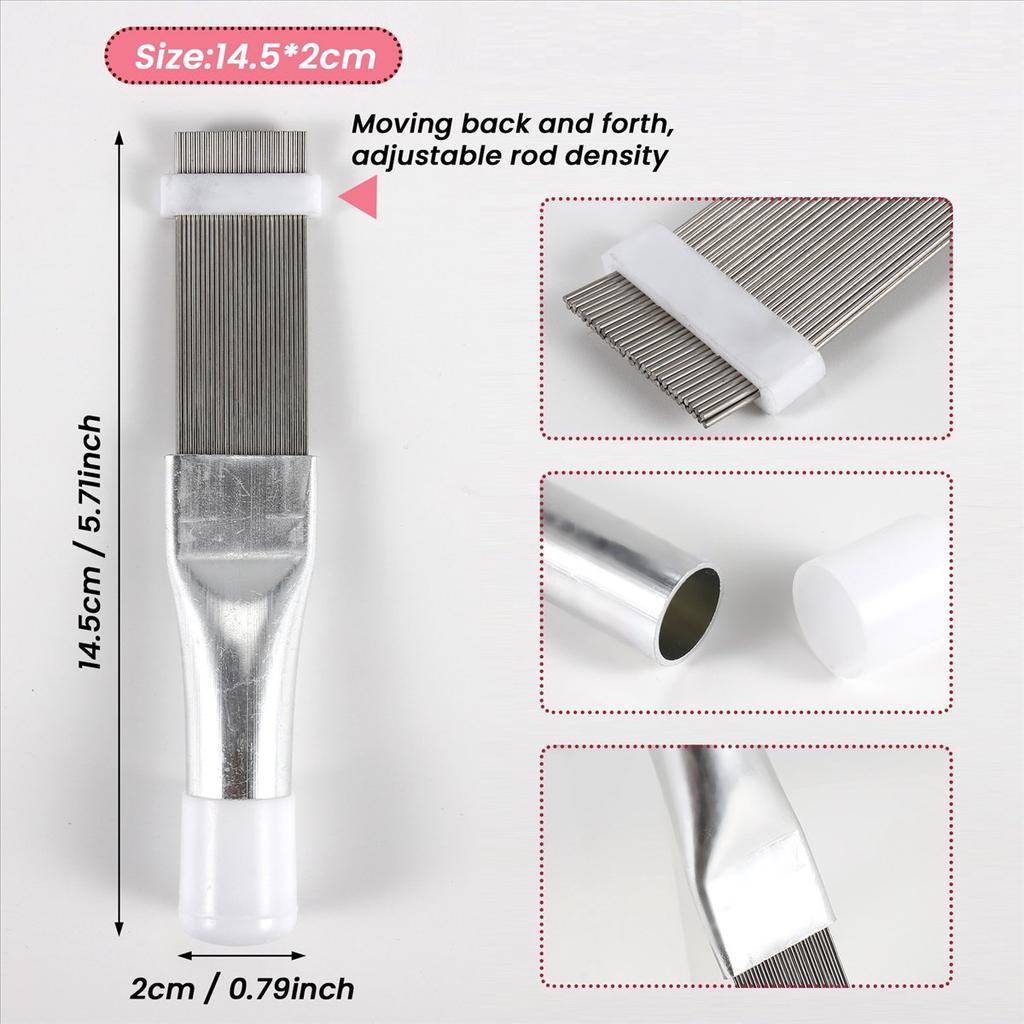 BHBL 4 Pieces Air Conditioner Condenser Fin Cleaning Brush AC Fin Comb Stainless Steel Refrigerator Fin Cleaner Whisk Brush