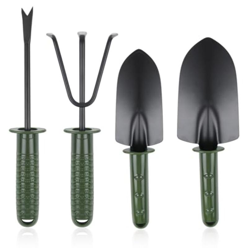 Garden Tool Set4 Pieces Garden Tools Including Hand Shovel Transplant Shovel Weeder and Hand Rake with Non-Slip Handle Idea for