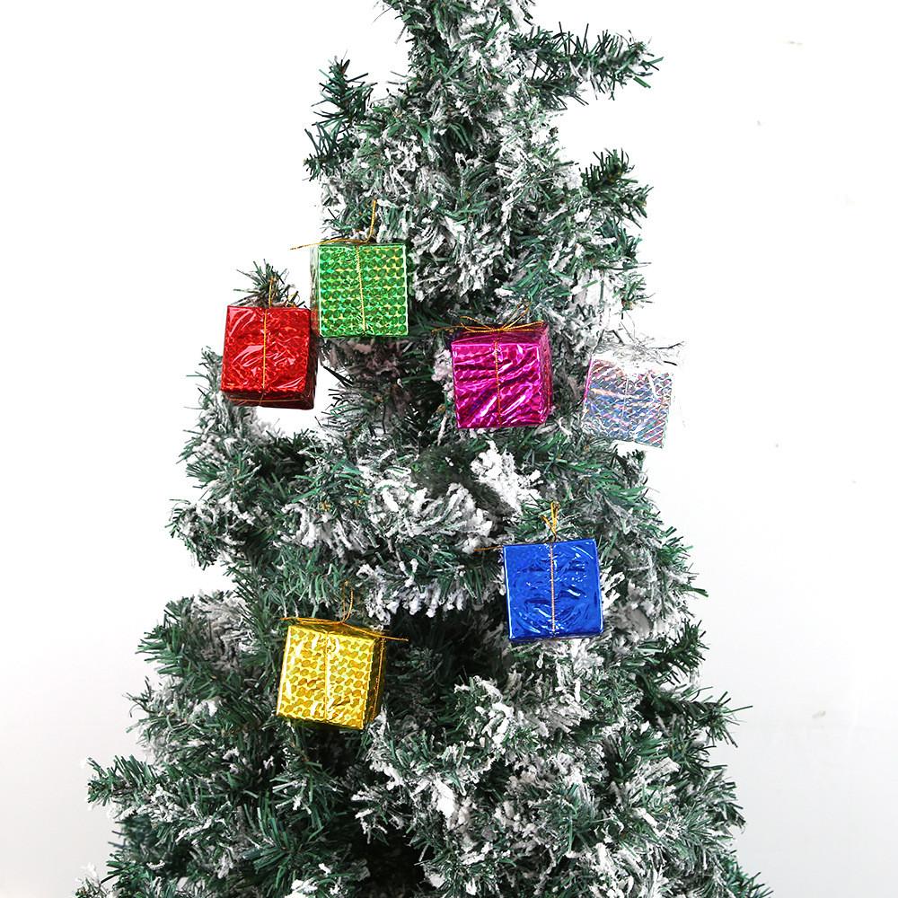 Festive Mini Laser Foam Gift Box Ornaments For Christmas Tree Holiday Decor In Assorted Styles