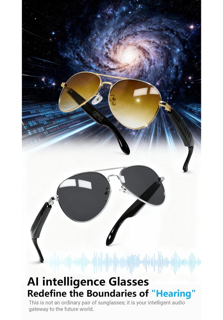 AI Smart Bluetooth Sunglasses: Real-time Translation In 100+ Languages, Call Support, and Music Streaming.
