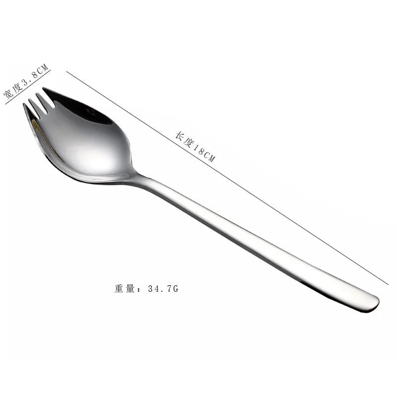 Stainless Steel Fruit Fork Spoon Tableware Long Handle Ice Cream Salad Dessert Tablewares Multi-functional Silver Fork Tableware