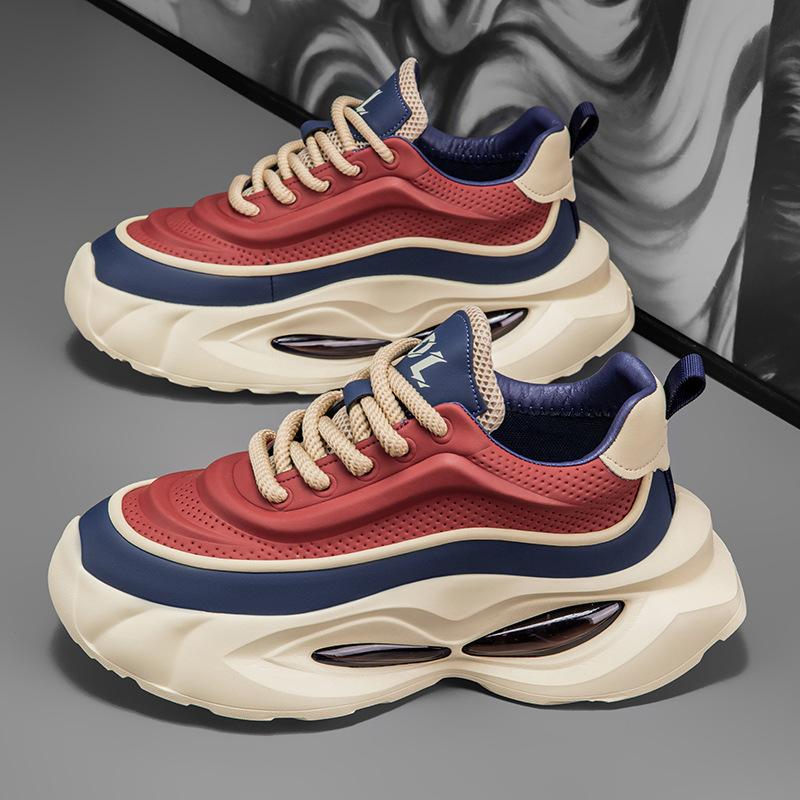 Autumn New Sports Shoes Men's Versatile Breathable Running Shoes Platform-soled Air Cushion Heightening Ins Dad Shoes